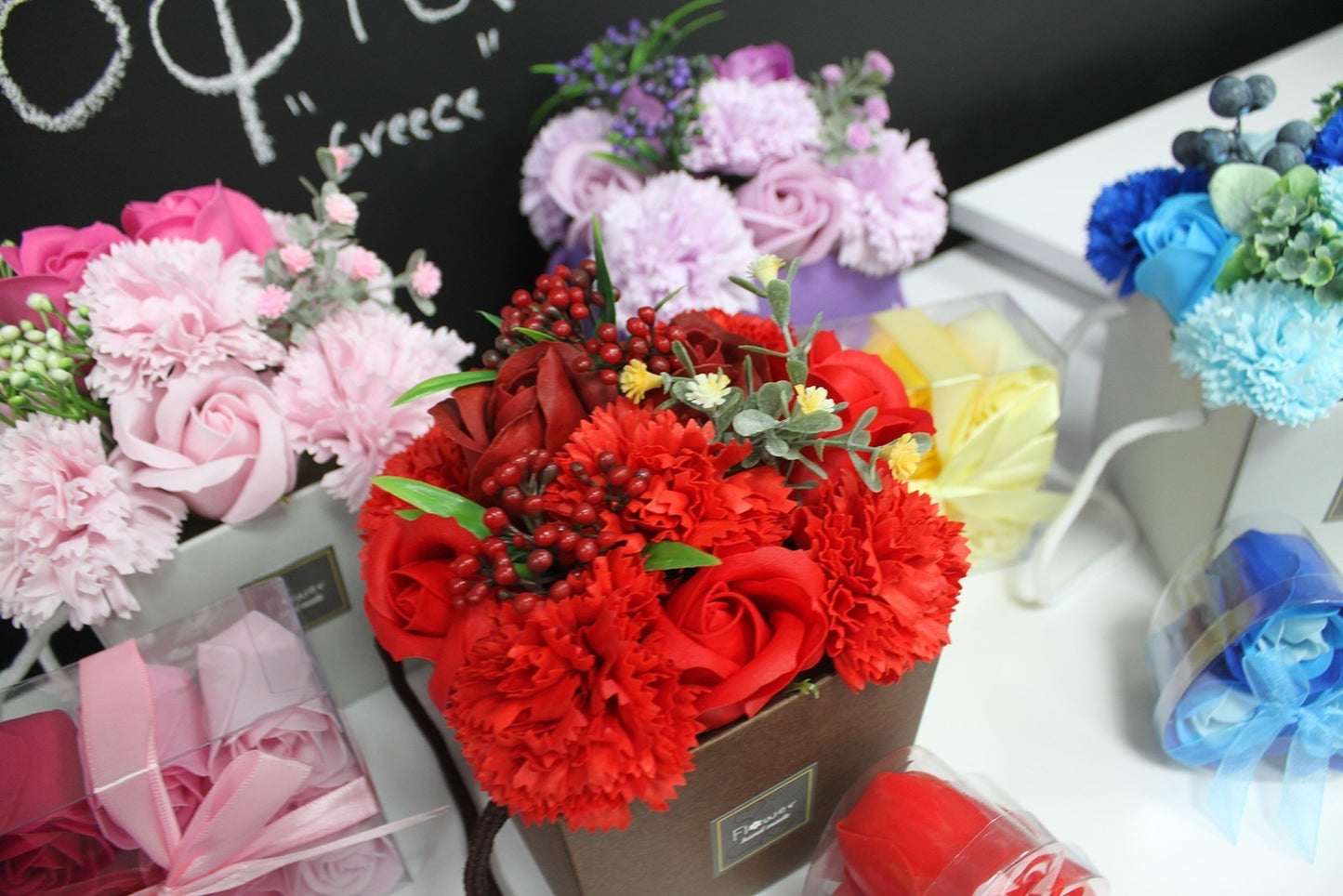 Soap Flower Bouquet - Pink Rose and Carnation