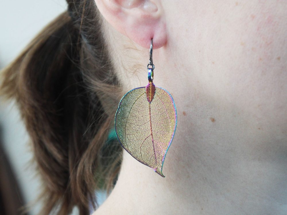 Necklace and Earring Set - Bravery Leaf - Pewter