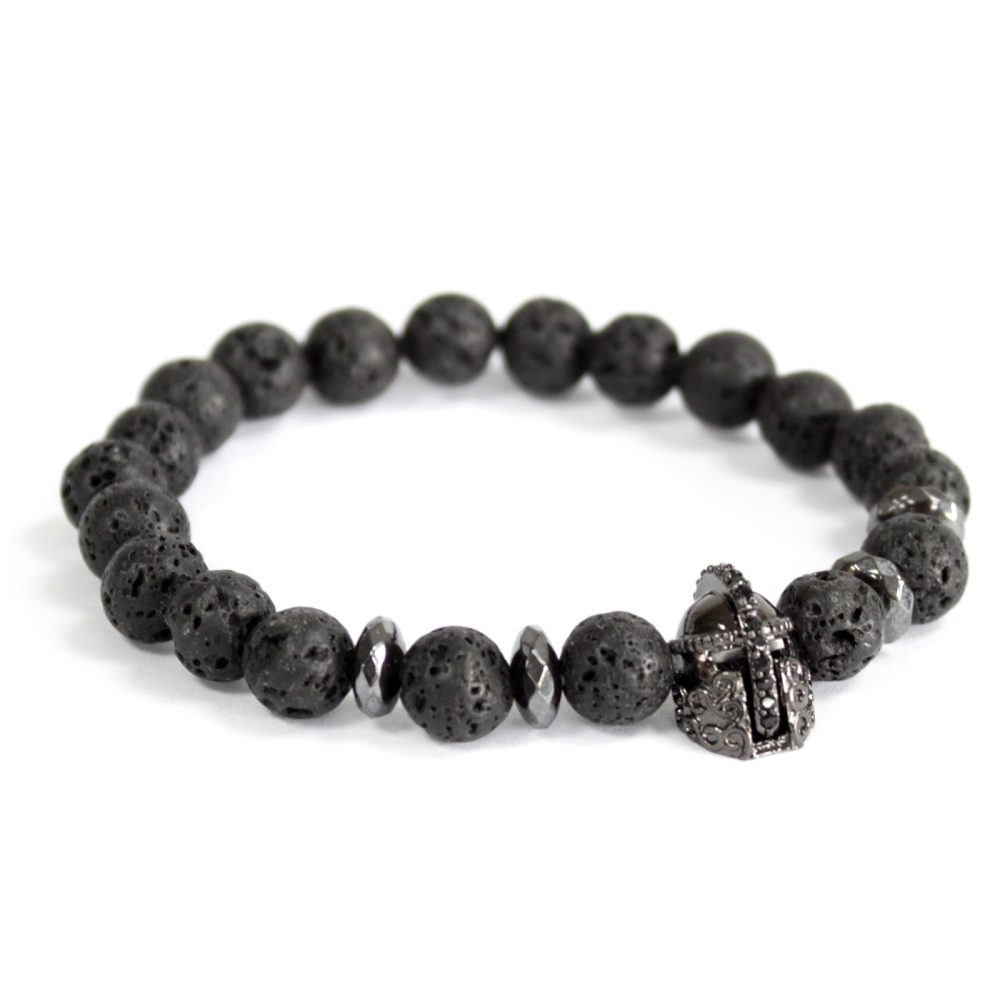 Knights Helmet / Lava Stone - Gemstone Bracelet