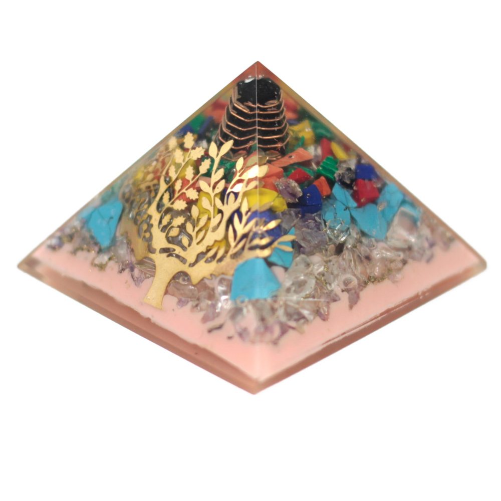 Lrg Organite Pyramid 70mm - Tree earth base)