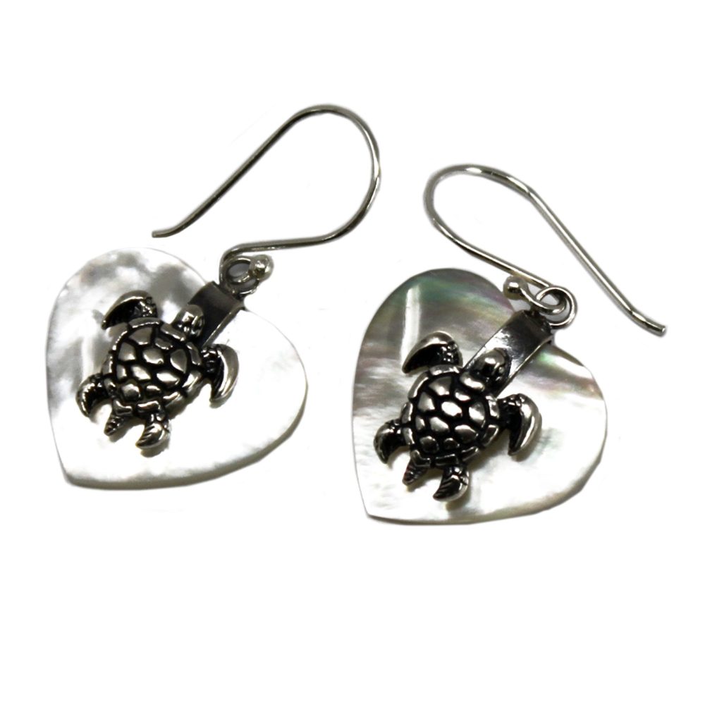 Shell and Silver Earrings - Sea Turtle - MOP