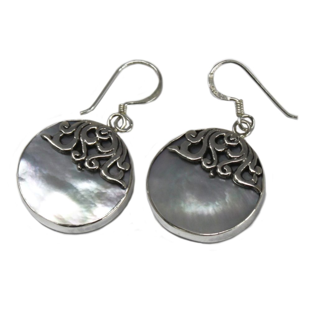 Shell and Silver Earrings - Classic Disc - MOP