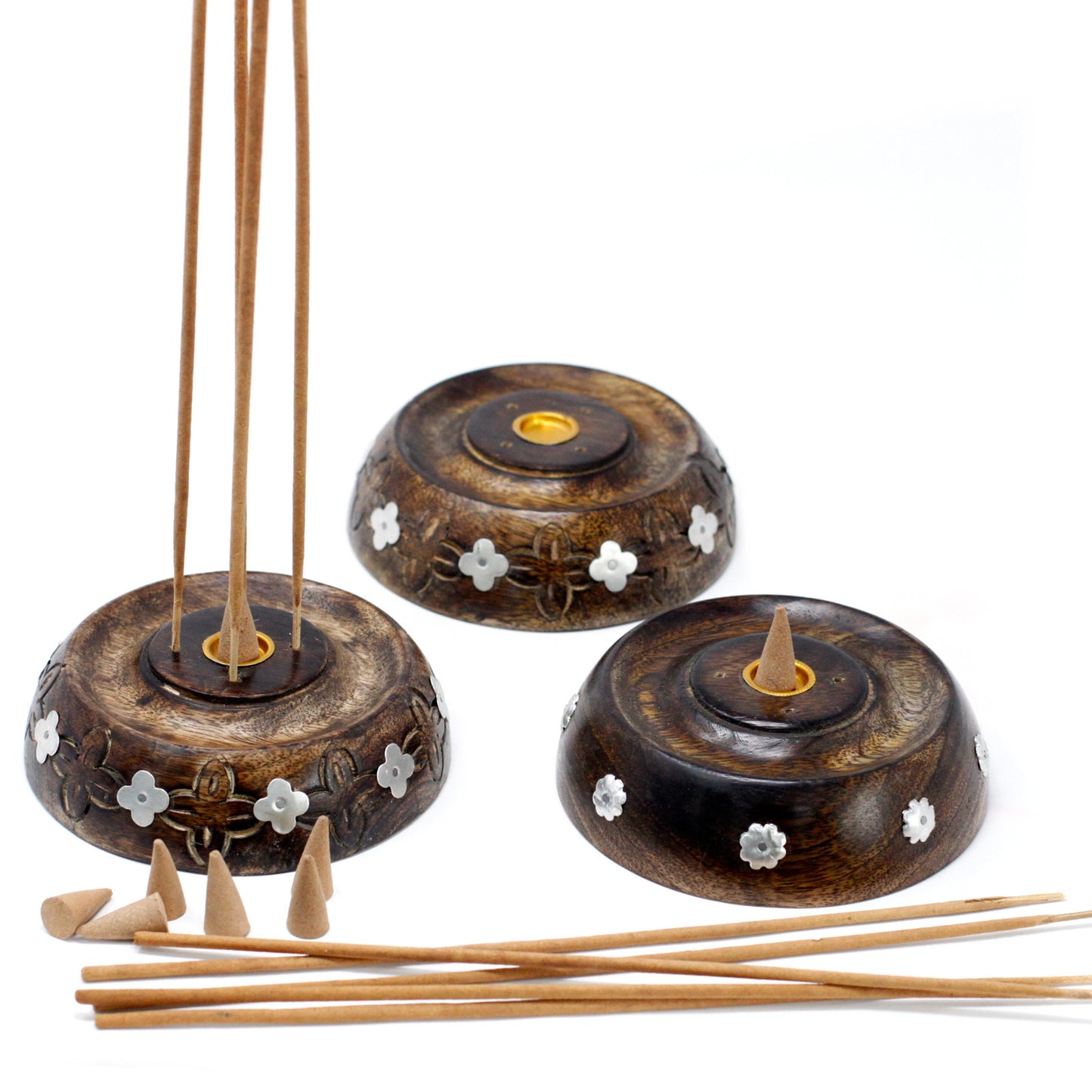 Cone and Stick Burner- Assorted Designs - Mango Wood