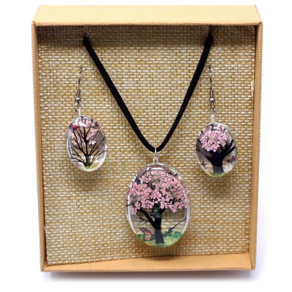 Pressed flowers - Tree of Life set - Pink