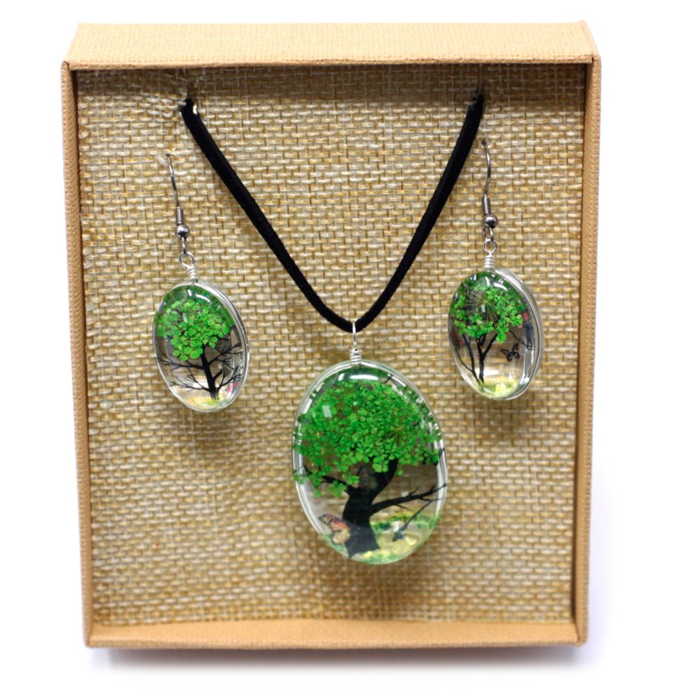 Pressed flowers - Tree of Life set - Green