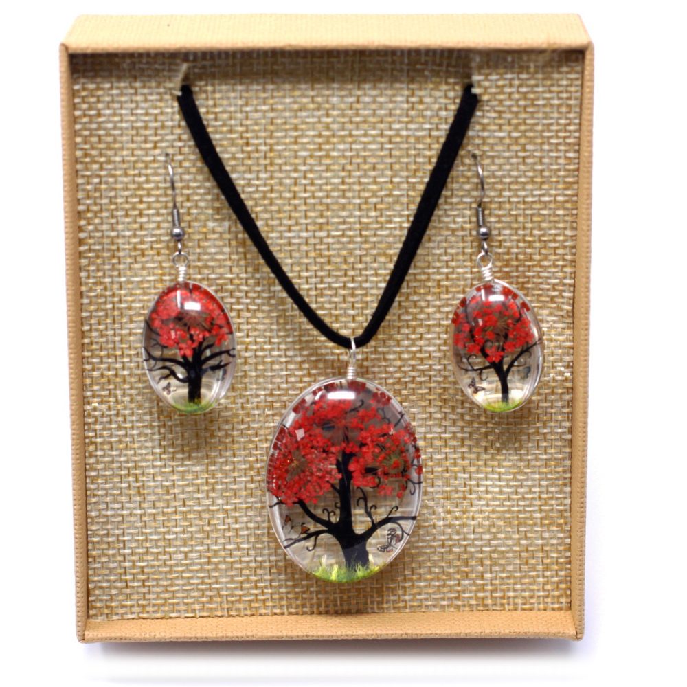 Pressed flowers - Tree of Life set - Coral