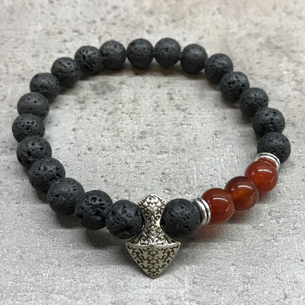Lava Stone Bracelet - Axe - head Carnelian