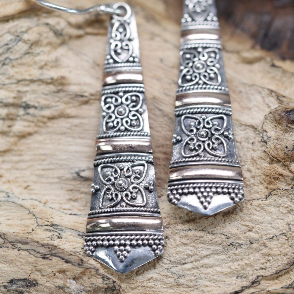 Silver and Gold Earring - Tribal Drops
