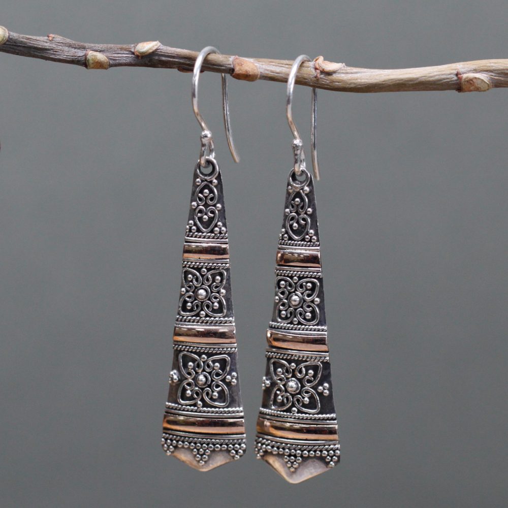 Silver and Gold Earring - Tribal Drops