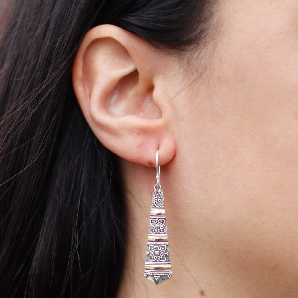 Silver and Gold Earring - Tribal Drops
