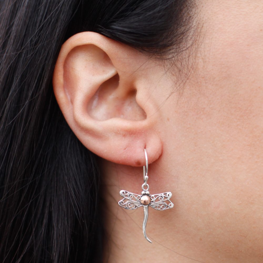Silver and Gold Earring - Dragonflies