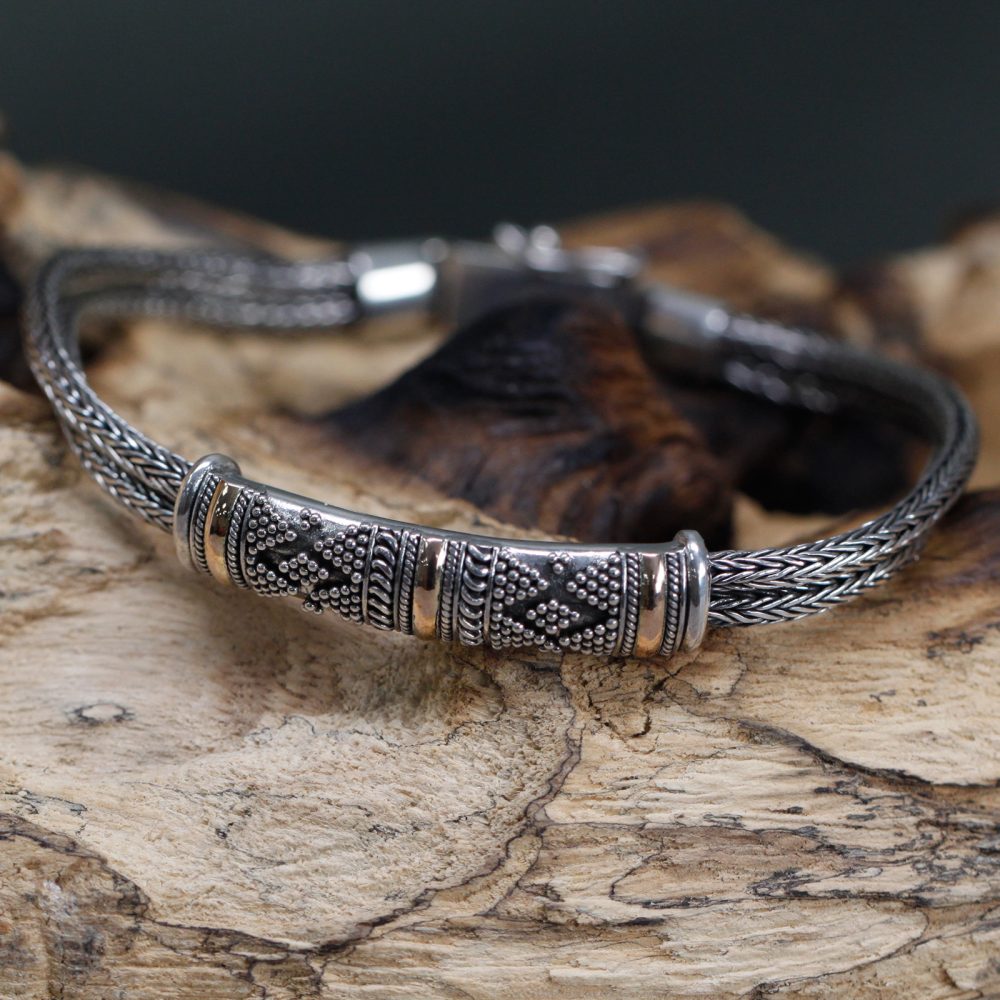 Silver and Gold Bracelet - Unisex Single Chain