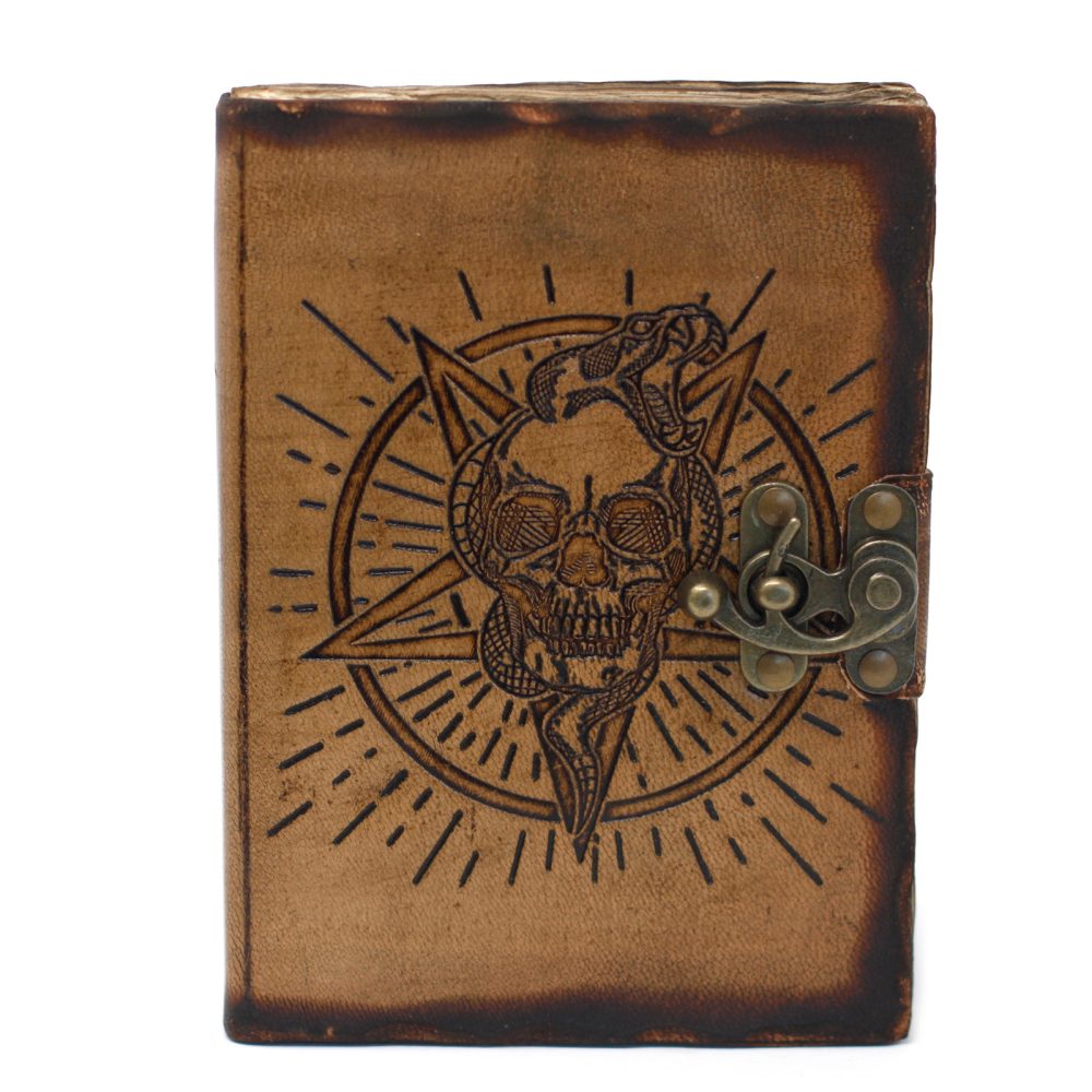 Leather Pentagon and Skull with Burns Detail Notebook (75)