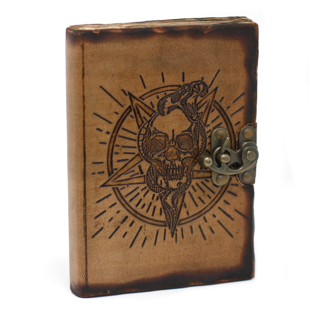 Leather Pentagon and Skull with Burns Detail Notebook (75)
