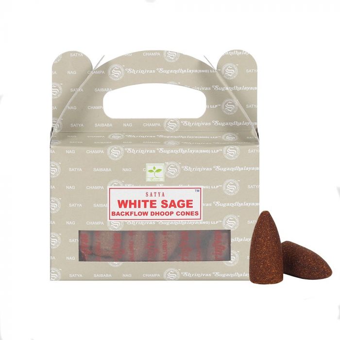 Satya Backflow Dhoop Incense Cones - White Sage (24pcs)