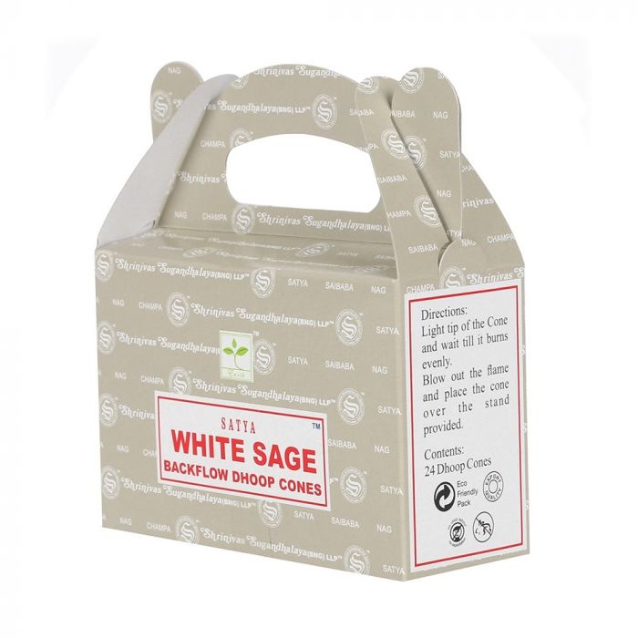 Satya Backflow Dhoop Incense Cones - White Sage (24pcs)