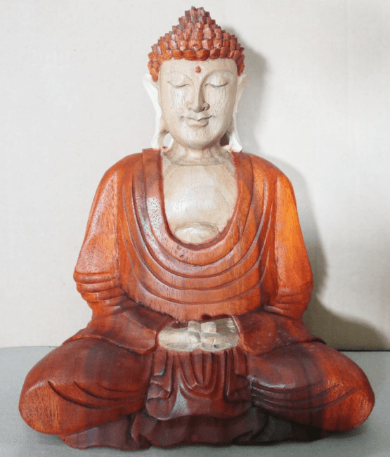 Hand Carved Buddha Statue - 30cm Hand Down