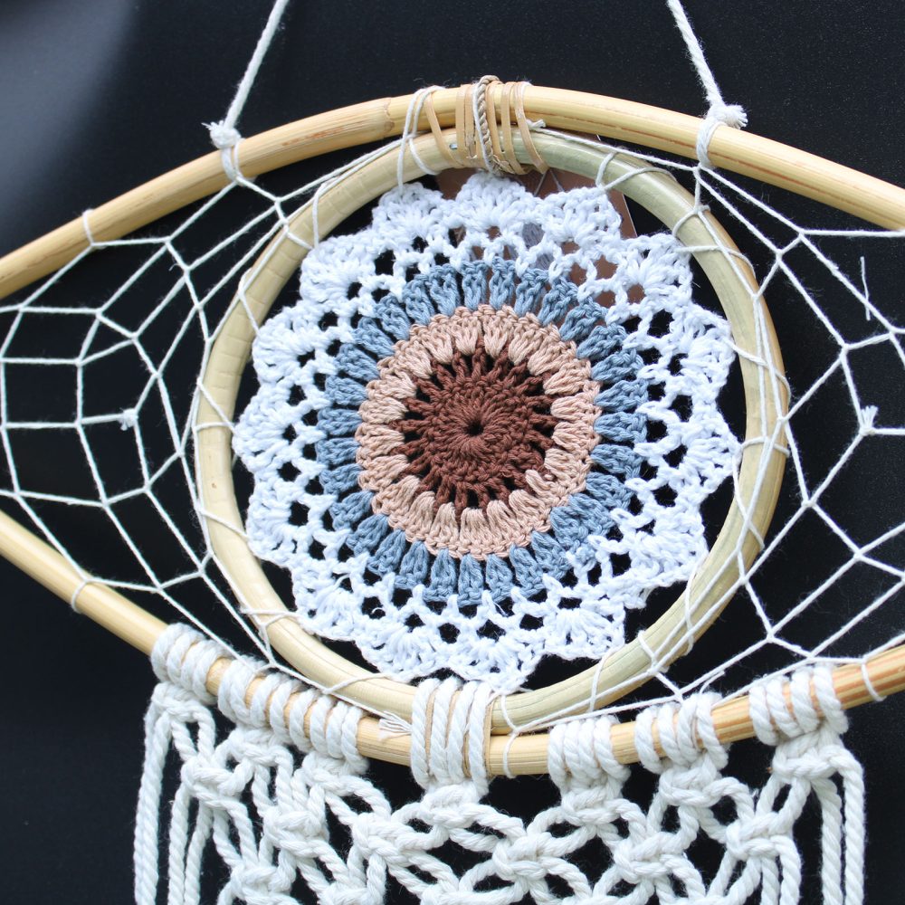 Evil Eye Protection Dreamcatcher White/ Grey/Brown