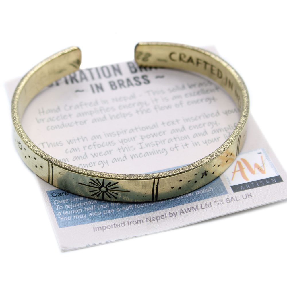Inspiration Bracelet - Brass Sunrise, Galaxy, Stars, Earth