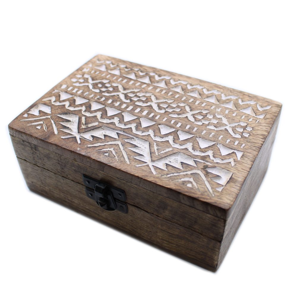White Washed Wooden Box - 64 Slavic Design