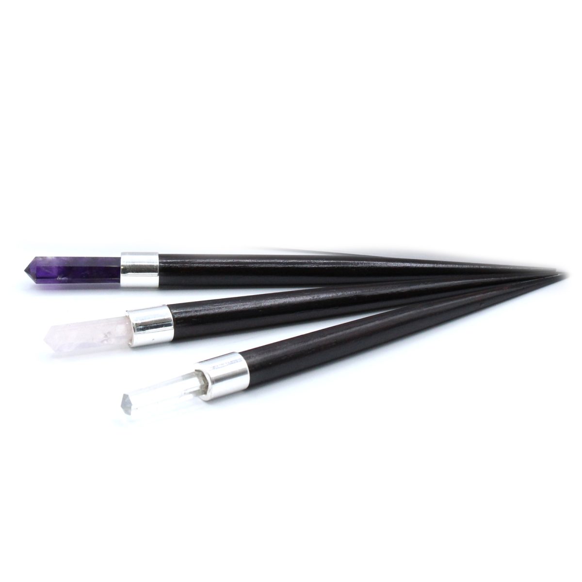 3 x Simple Pointed Healing Wand - Rose, Rock, Amethyst