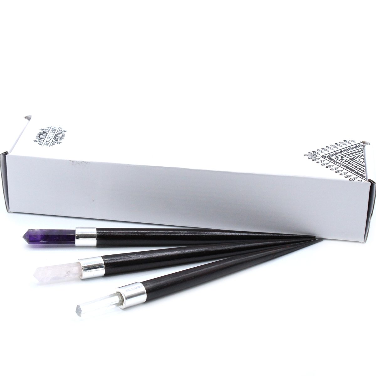 3 x Simple Pointed Healing Wand - Rose, Rock, Amethyst