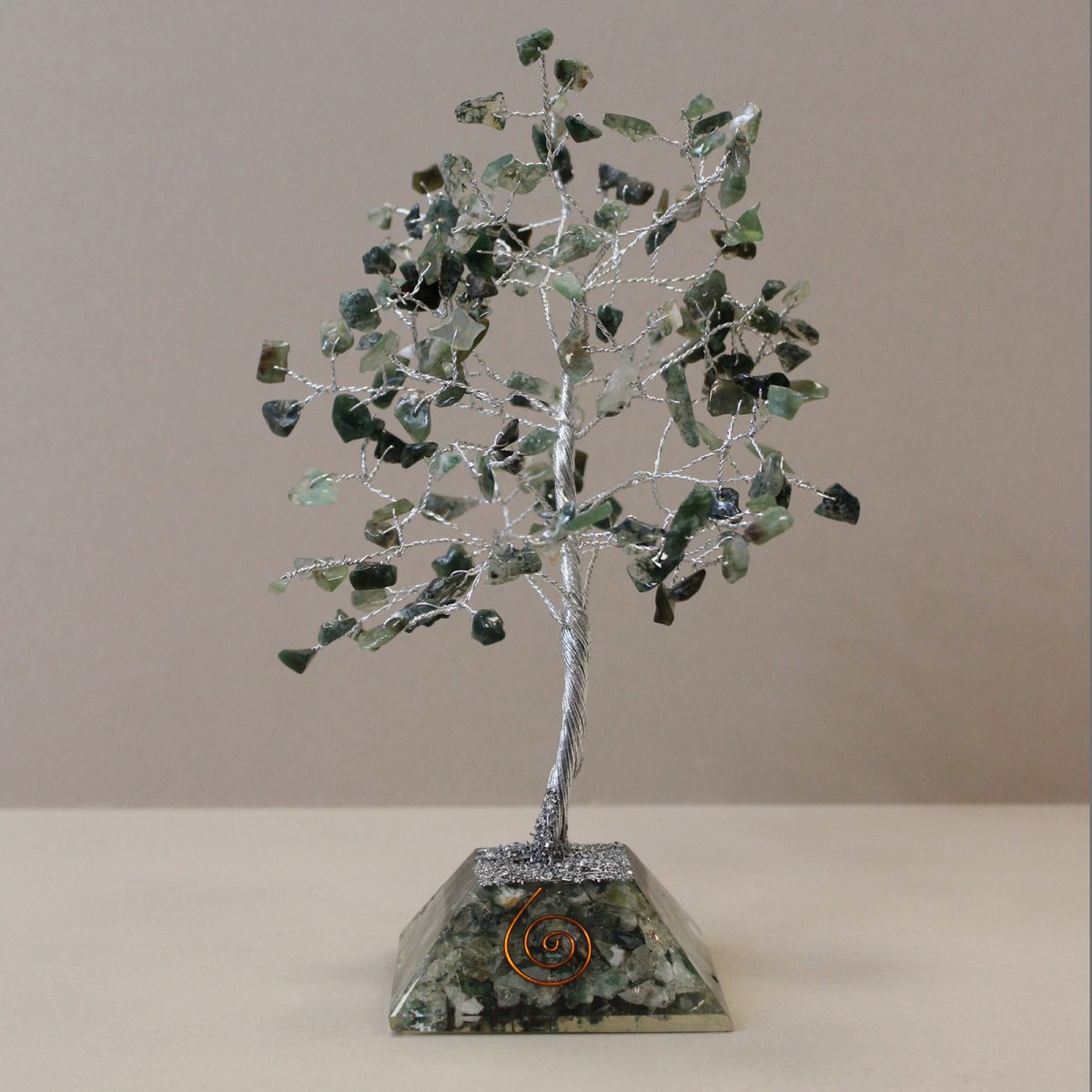 Moss Agate Gemstone Tree with Organite Base - 160 Stone