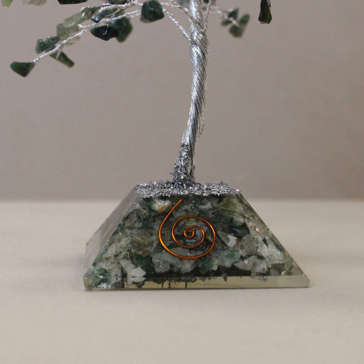 Moss Agate Gemstone Tree with Organite Base - 160 Stone