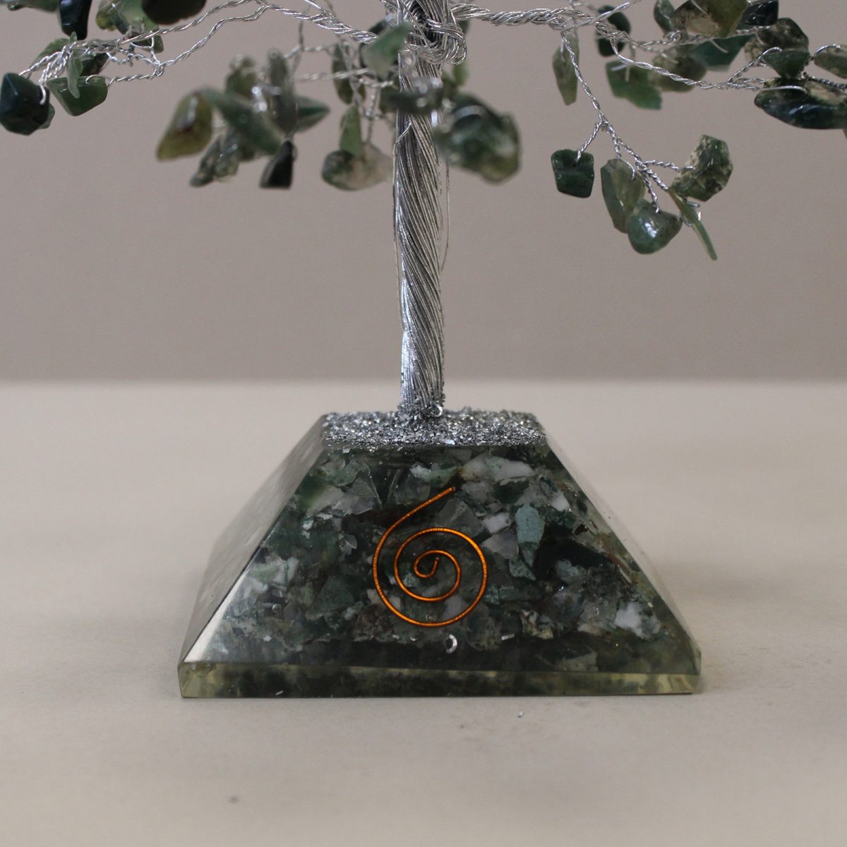 Moss Agate Gemstone Tree with Organite Base - 320 Stone