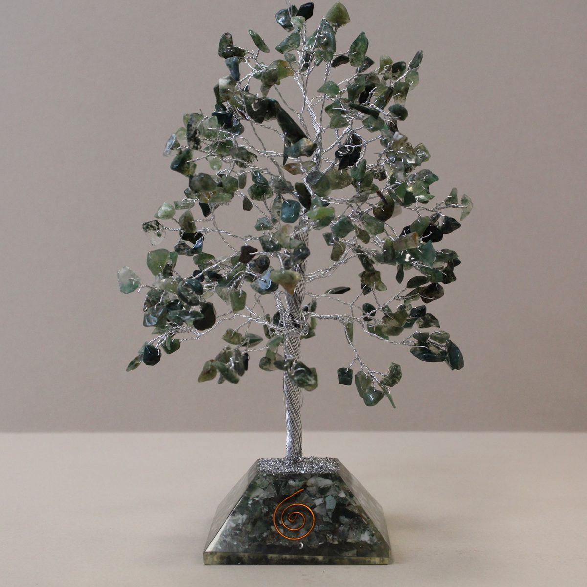 Moss Agate Gemstone Tree with Organite Base - 320 Stone