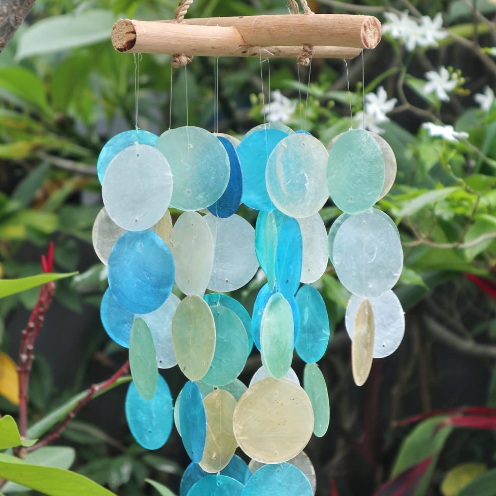 Blue and Pearl Driftwood Cross Chime