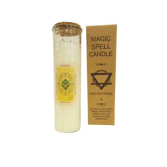 Magic Spell Candle – Happiness citrus & floral ritual candle with uplifting gemstones and approx. 50 h burn time
