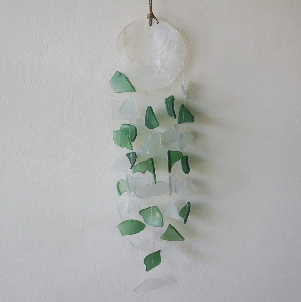Copis and Glass Drop - Green and White Glass