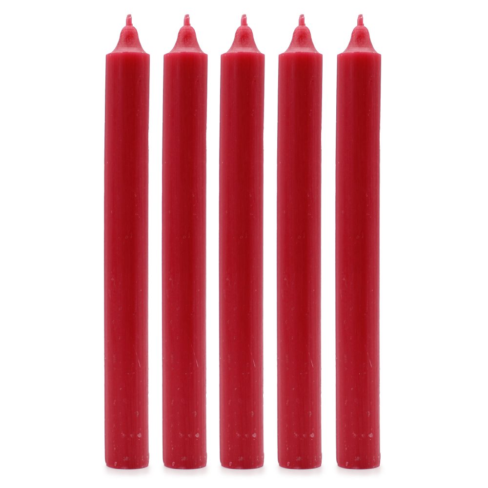 Rustic Red Dinner Candles - Pack of 5