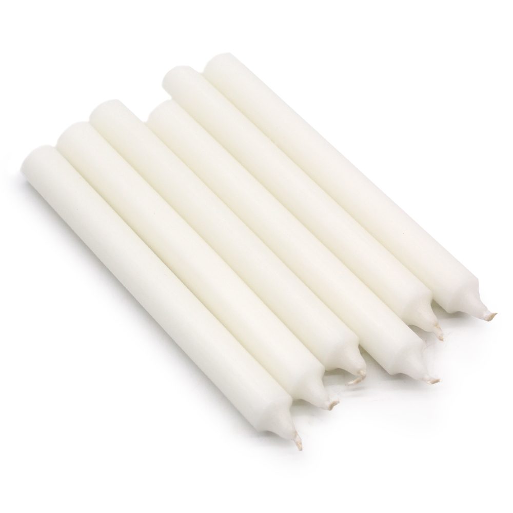 Rustic White Dinner Candles - Pack of 5