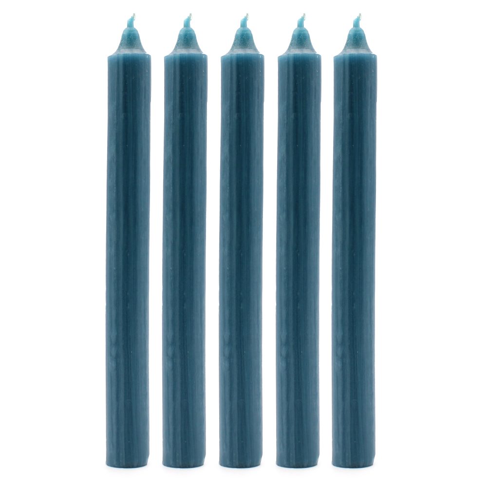 Rustic Teal Dinner Candles - Pack of 5