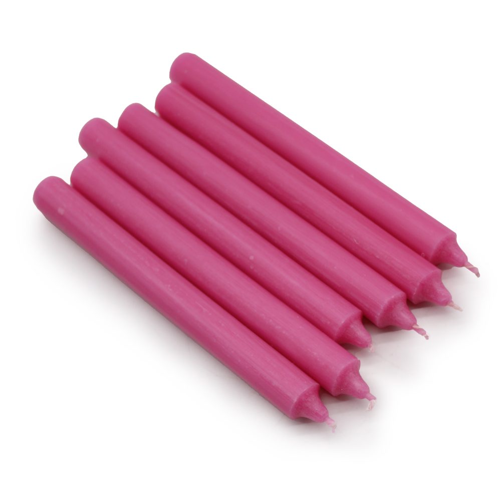Rustic Deep Pink Dinner Candles - Pack of 5