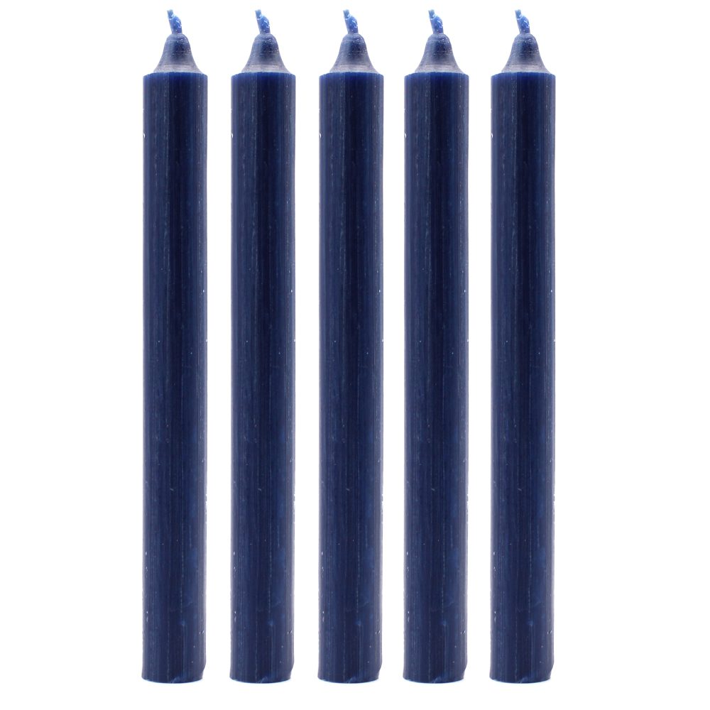 Rustic Navy Dinner Candles - Pack of 5