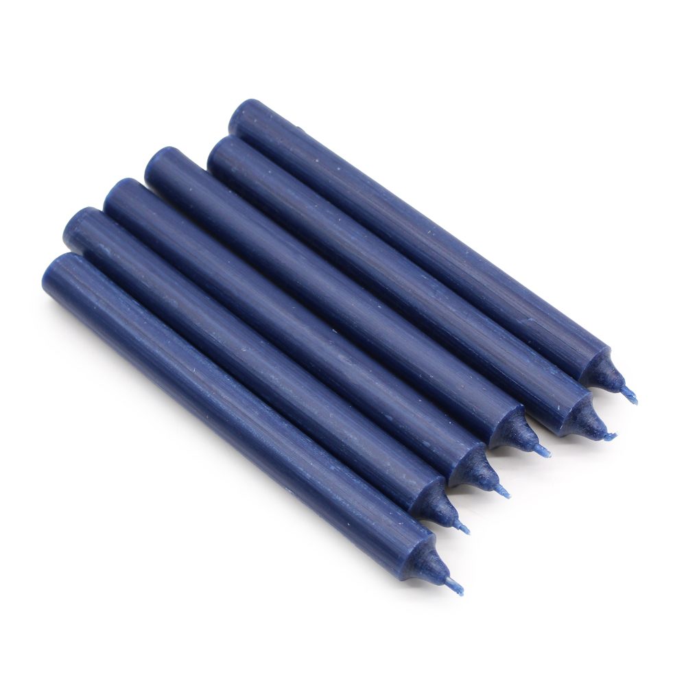 Rustic Navy Dinner Candles - Pack of 5