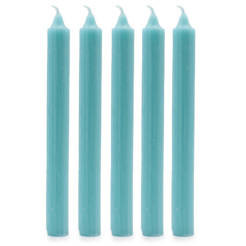 Rustic Aqua Dinner Candles - Pack of 5