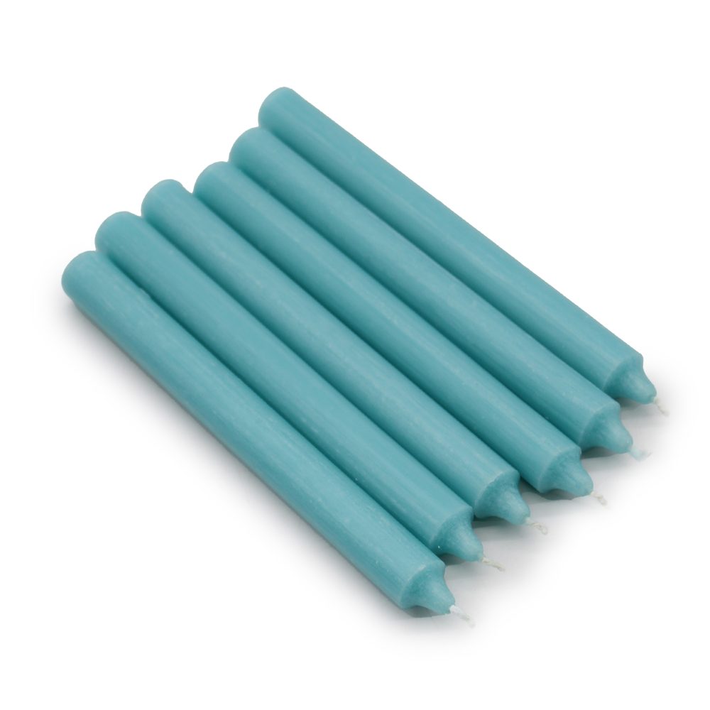 Rustic Aqua Dinner Candles - Pack of 5