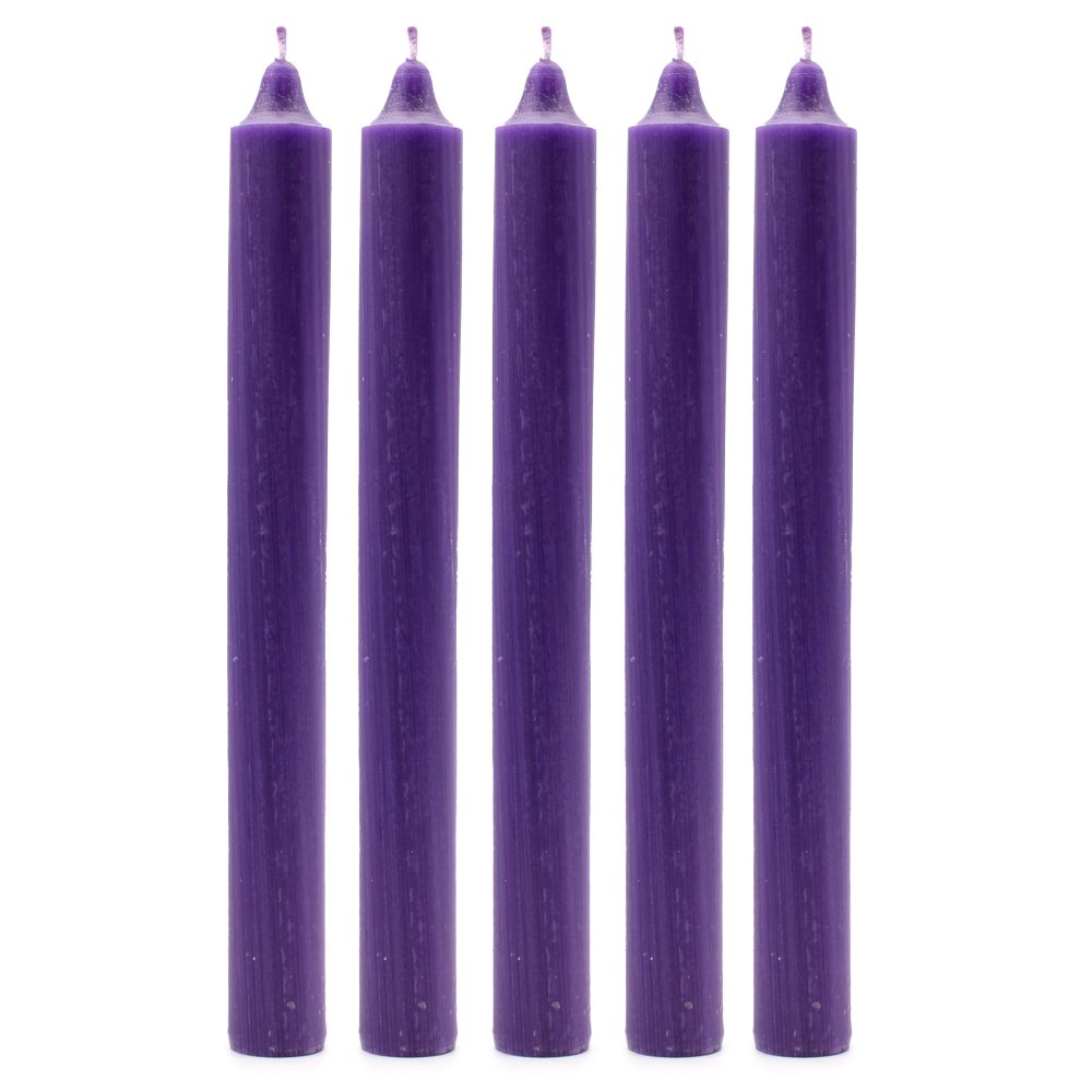 Rustic Purple Dinner Candles - Pack of 5