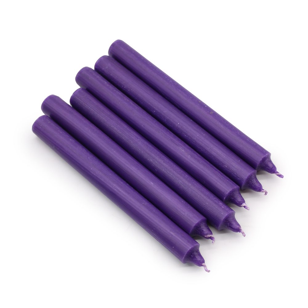 Rustic Purple Dinner Candles - Pack of 5