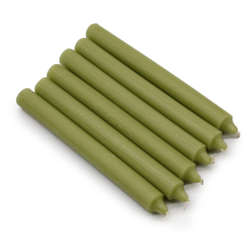 Rustic Olive Dinner Candles - Pack of 5
