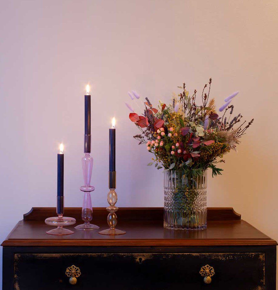 Rustic Navy Dinner Candles - Pack of 5