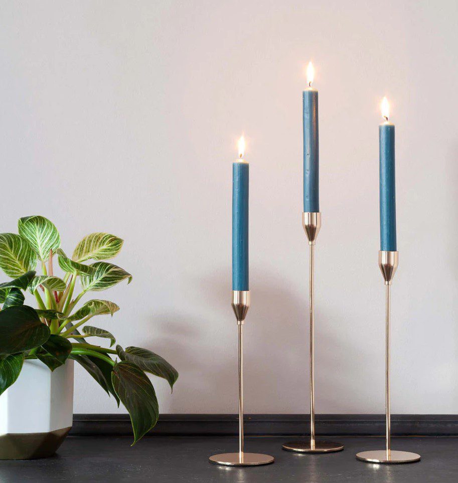 Rustic Teal Dinner Candles - Pack of 5