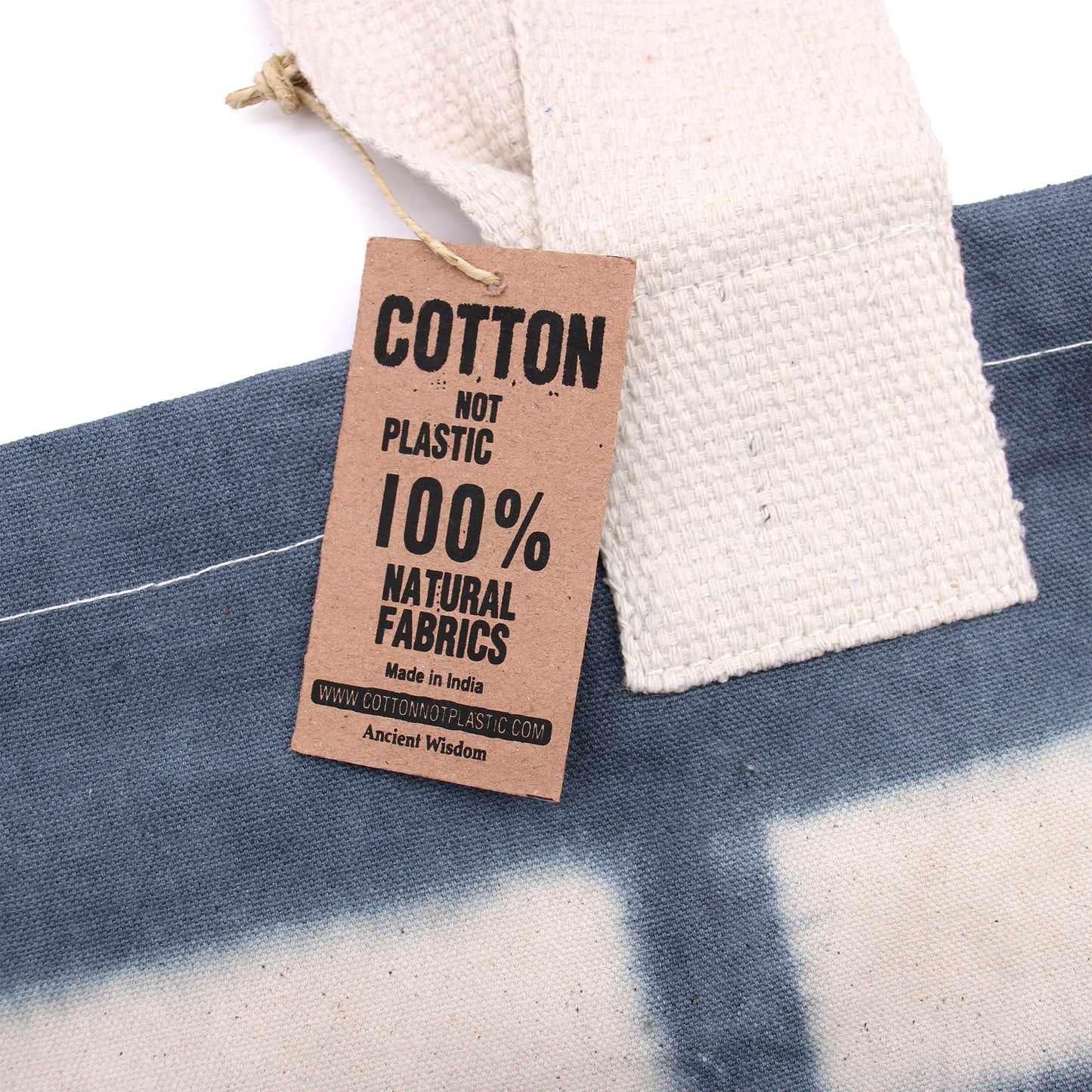Sky Blue Blocks Tye - Dye Cotton Bag