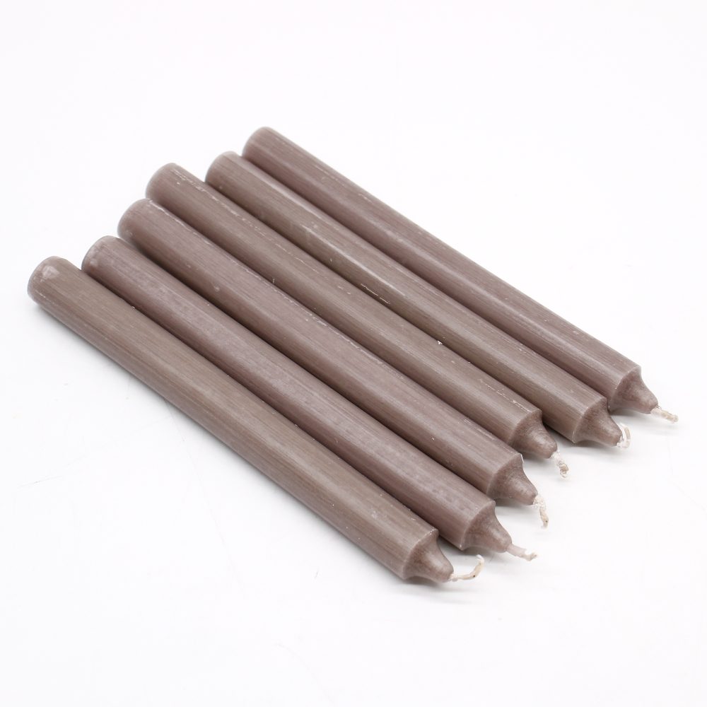 Rustic Taupe Dinner Candles - Pack of 5
