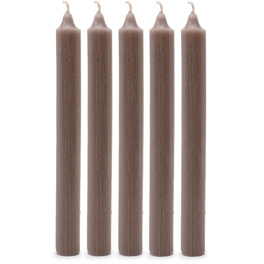 Rustic Taupe Dinner Candles - Pack of 5