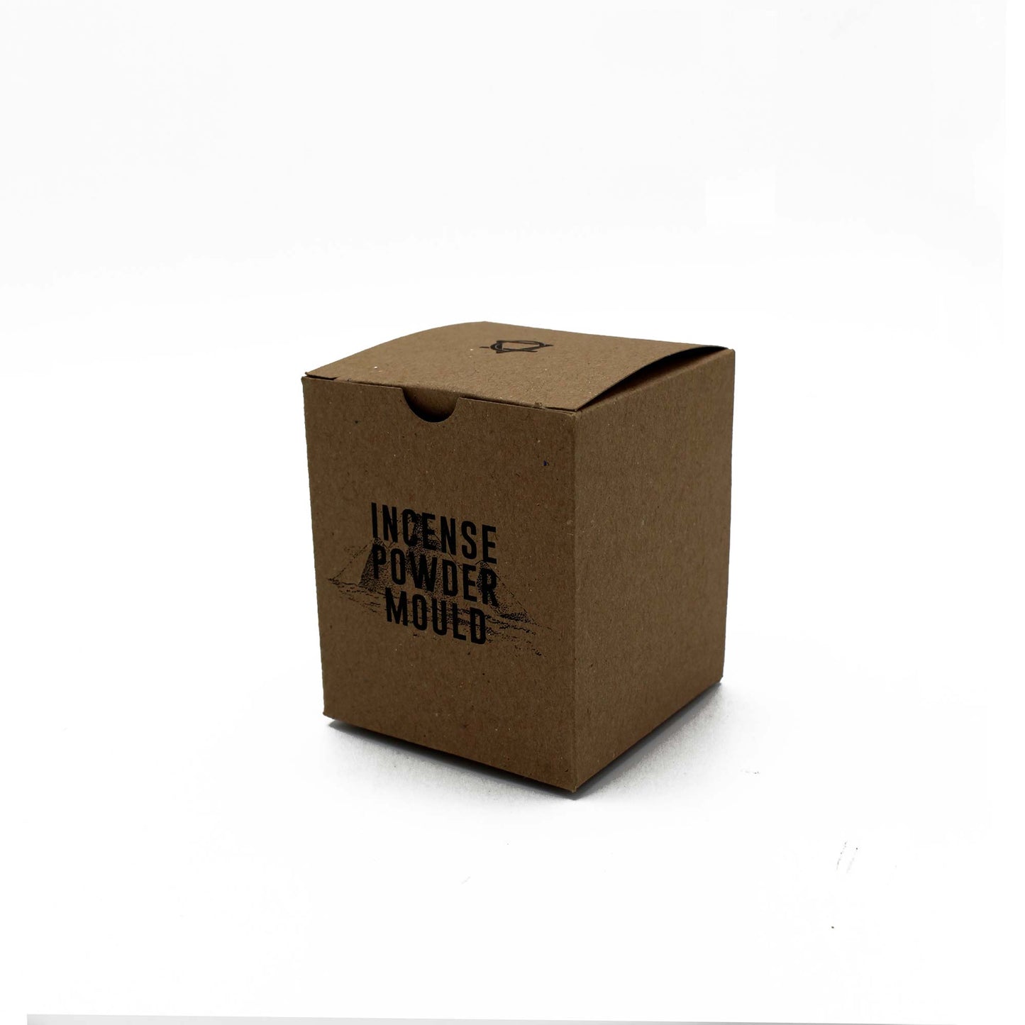 A small brown cardboard box sits closed on a white background, labeled "INCENSE POWDER MOULD" in black text.